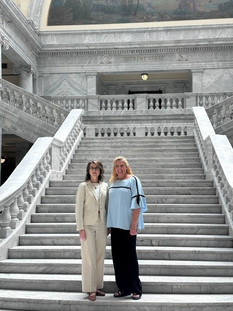 NEAArtsChair's tweet photo. Lt. Gov. Diedre Henderson (@LGHendersonUtah) and I visited while walking the halls of the Utah State Capitol and enjoying their “The Pen is Mightier: Writing a Revolution” exhibition—a wonderful way to honor the semiquincentennial! 

#Freedom250 #America250 https://t.co/d0Uy7s0i9z