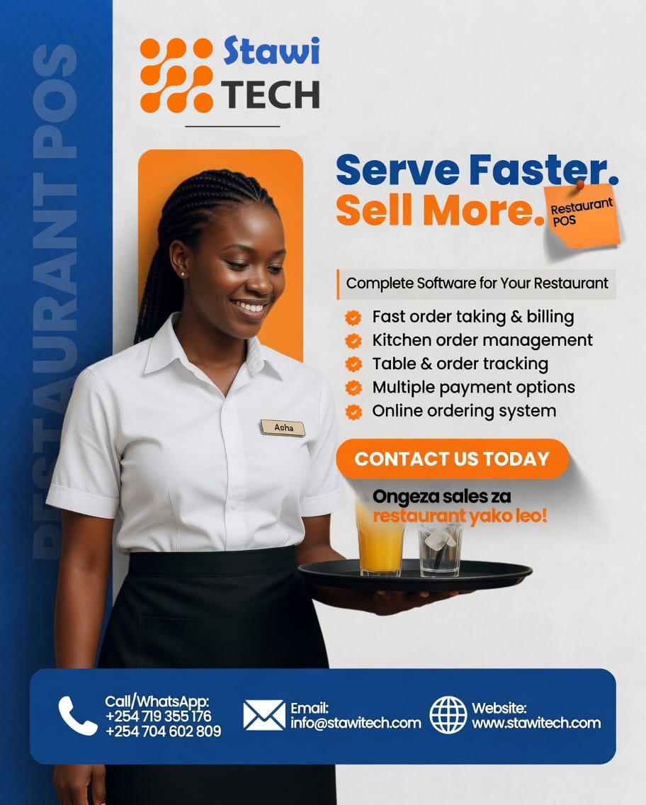 stawitech's tweet photo. Serve faster. Sell more.

Stawitech Restaurant POS helps restaurants simplify billing, manage orders, track tables and accept multiple payment options seamlessly.

Your restaurant deserves smarter tech.

Call/WhatsApp-0701304585

#RestaurantPOS #StawiTech #HospitalityTech https://t.co/vh4UFLxNWK