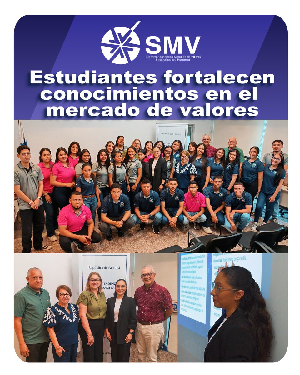 Supervalores_Pa's tweet photo. Como parte de las iniciativas de formación académica y educación financiera, estudiantes de la Licenciatura en Banca y Finanzas de la Universidad de Panamá, Centro Regional de Los Santos, participaron en una jornada de capacitación orientada al fortalecimiento de sus conocimientos sobre el mercado de valores.

La actividad estuvo dirigida a estudiantes desde primer ingreso hasta cuarto año de las licenciaturas, quienes recibieron una exposición impartida por Xochyl Suira, Subdirectora de Registro de Valores, sobre temas vinculados a las finanzas sostenibles y las funciones y responsabilidades de la Dirección de Emisores.

Estas jornadas buscan acercar a los futuros profesionales al funcionamiento del sector.
#SMV #EDUCACIÓN #EDUCACIÓNFINANCIERA #EMISORES #PANAMÁ #LOSSANTOS
