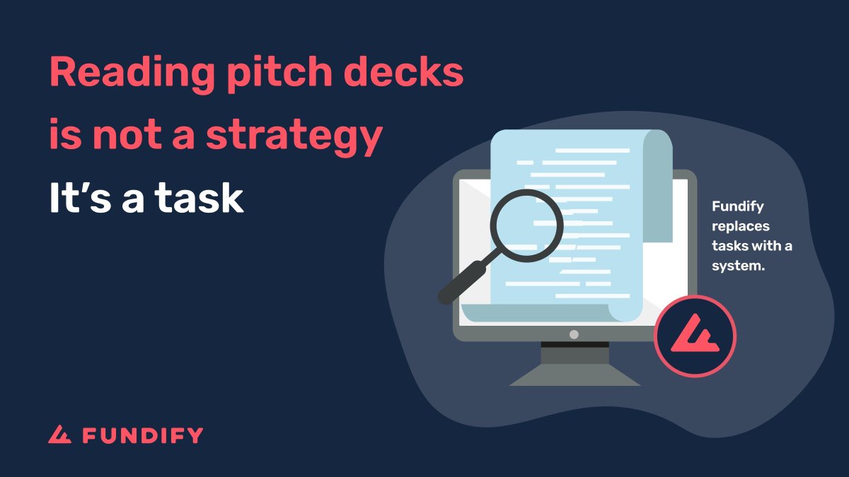 Fundify's tweet photo. Reading pitch decks is not a strategy.
It’s a task.
Fundify replaces tasks with a system. 

All investing involves risk. See full disclosures in the link in our bio. 

#PrivateMarkets #AutomatedInvesting #SystematicInvesting #CapitalAllocation #InvestSmarter https://t.co/UzEdqynFz4