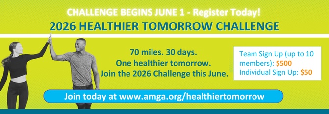 theAMGA's tweet photo. The Healthier Tomorrow Challenge is back for 2026!

Starting June 1, participants from across the AMGA community will move 70 miles throughout the month in support of healthier communities and a healthier tomorrow.

https://t.co/T5r9v6kBQh. https://t.co/wDcf07D3ET