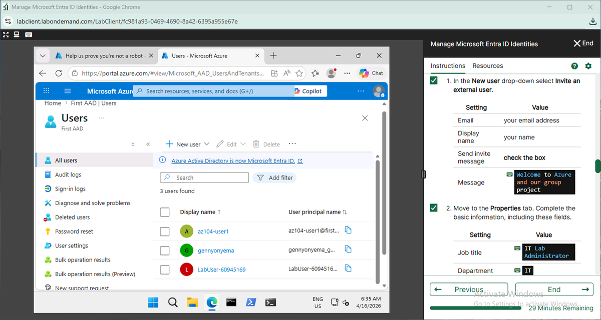 🚀Completed some labs on my Azure AZ-104 Microsoft Learn Skillable