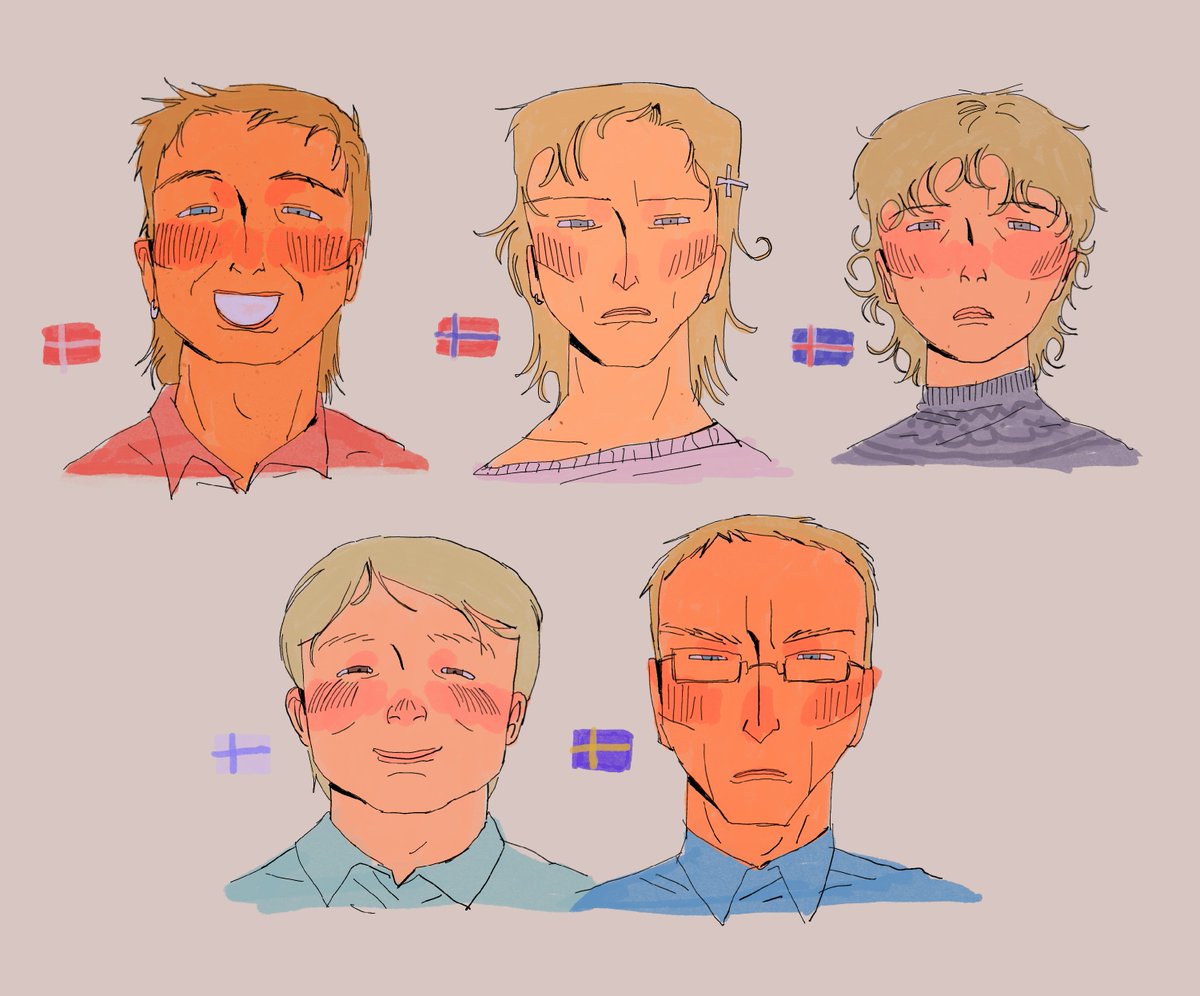 5577vodka's tweet photo. the many faces of the nordics #hetalia https://t.co/34v2jxTVfY