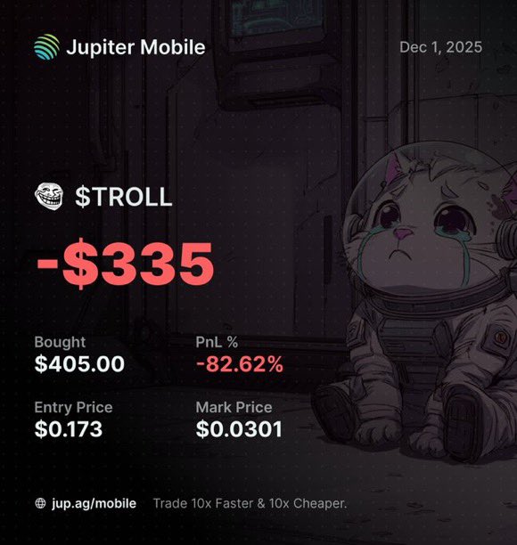 6figBob's tweet photo. Been a die-hard OG $TROLL soldier since day one… heart and soul in this thing for what feels like forever.
I aped in heavy at 173M MC with my hard-earned $400, believing in the vision like it was my last hope. I held through the bloodbath, watching my stack bleed from $400 all the way down to a pathetic $30… every single day, every dip, every red candle testing my faith. But I never sold. I had unbreakable conviction that we’d rip back to ATH. I told myself “this is the one.”
Then the ultimate gut punch… my wallet got compromised. Everything I had left, those last $30 and whatever scraps remained, gone in seconds. Stolen by some faceless thief while I slept. I woke up to nothing.
Now $TROLL is finally pumping hard again, mooning like we always dreamed… and I’m sitting here with empty hands, watching from the sidelines like a ghost of my former self.
Happy for the boys still in it, truly bullish… but damn, the pain hits different. I sacrificed so much, believed so hard, only to lose it all right before the promised land.
No bag. No glory. Just scars and “what ifs.” 😭💔