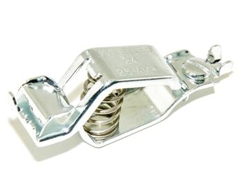 MajorElectronix's tweet photo. The Mueller BU-24APN grounding clip is made from zinc plated steel and is rated for 25 Amps. It has a crimp or screw terminal connection for up to 10 AWG wire. Jaw opening 0.75" #Mueller #GroundingClip  https://t.co/Btv2czQ39s https://t.co/XrqNhFqNw5