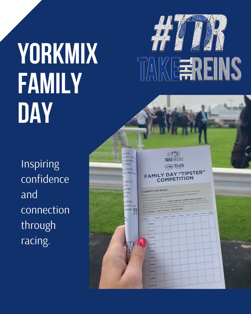 _TakeTheReins's tweet photo. YorkMix Family Day gave families a behind-the-scenes experience in the parade ring, with hands-on access to race day — no betting involved.
An inclusive, fun introduction to horse racing, focusing on confidence, learning and connection.

#TakeTheReins https://t.co/J6QwEVcGII