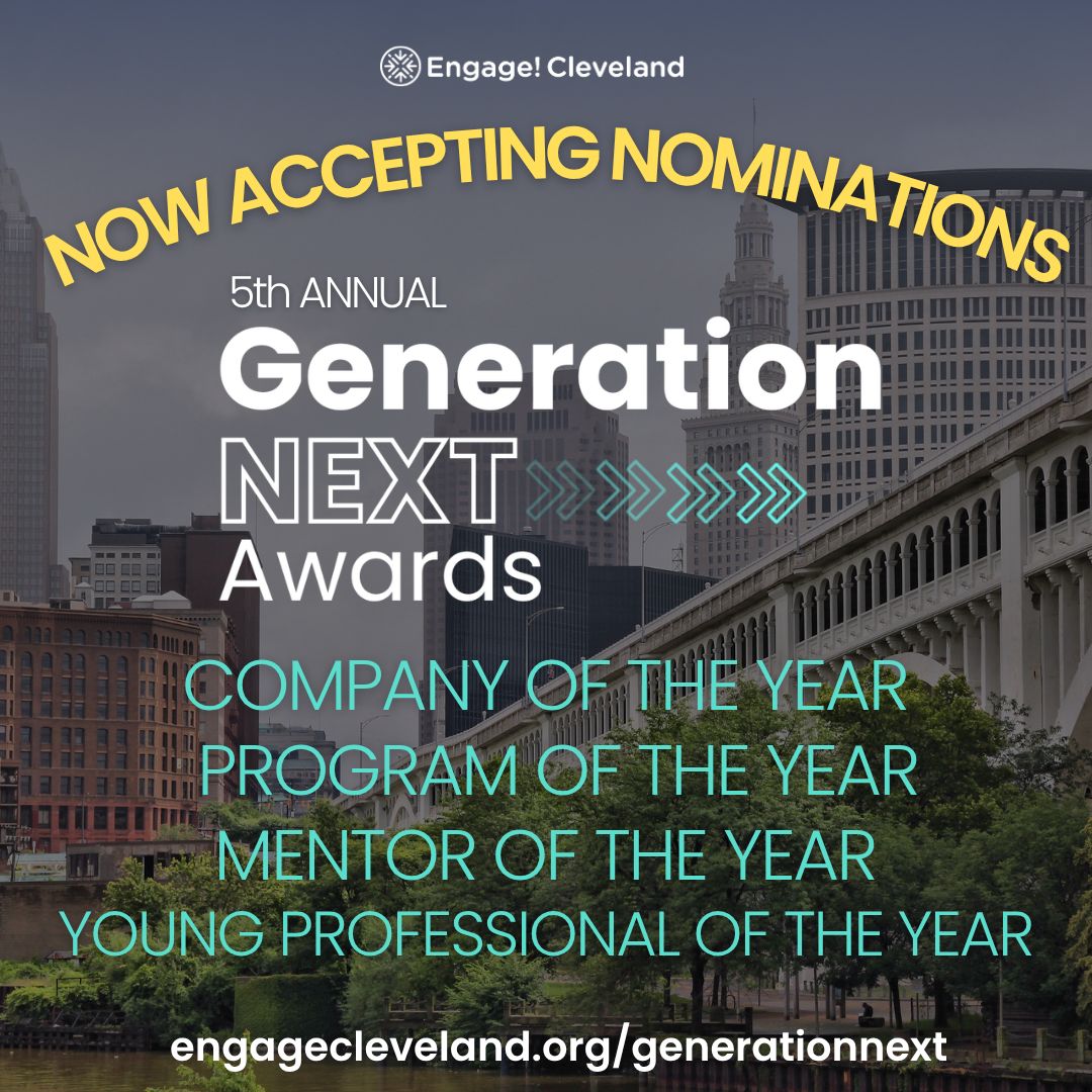 EngageCleveland's tweet photo. Nominations are open for the 5th Annual Generation NEXT Awards! 🎉 Celebrate the leaders shaping Cleveland’s future workforce—self-nominations welcome: https://t.co/BZJeqxT9TB

#DiscoverTheCLE #Cleveland https://t.co/x6hCPL1FOu