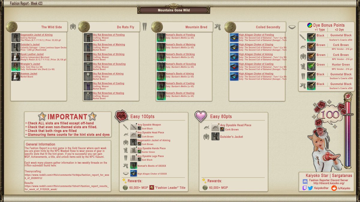 KaiyokoStar's tweet photo. Fashion Report Week 433 - Full Details #ffxiv #ff14 #ファッションチェック https://t.co/ylIM14nEih