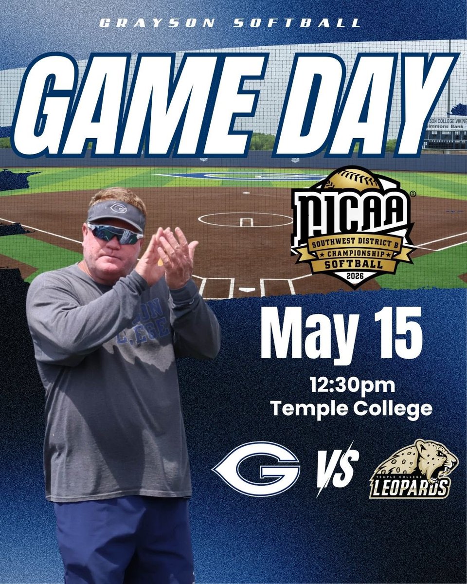 gclvsoftball's tweet photo. 🚨CHAMPIONSHIP GAMEDAY🚨Coach McBrayer is READY and the Vikings are ready to roll as we chase the SW District B Championship! 

🆚 #4 Temple 
⏰12:30pm
📍Temple College 
📺 https://t.co/7RJVBHzY0m https://t.co/ORvIkanqvO