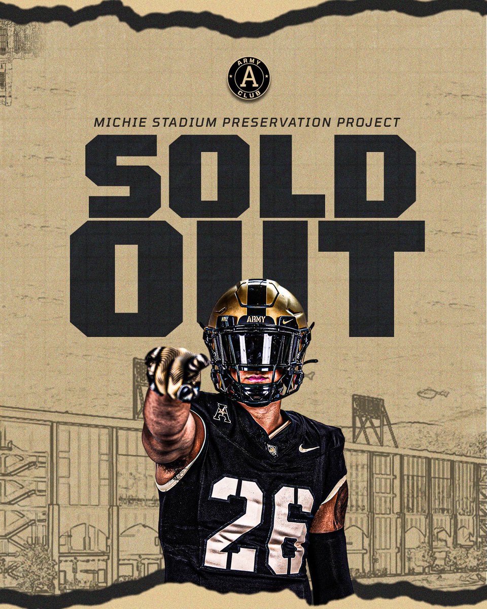 ArmyAClub's tweet photo. 🚨SOLD OUT 🚨

⚔️The Michie Stadium Preservation Project has reached a major milestone with the complete sellout of the new East Stands seating inventory!

📰https://t.co/IxjtBe3y1b

#GoArmy | #BeatEveryone | #DutyHonorCountry https://t.co/iAIq07npa1