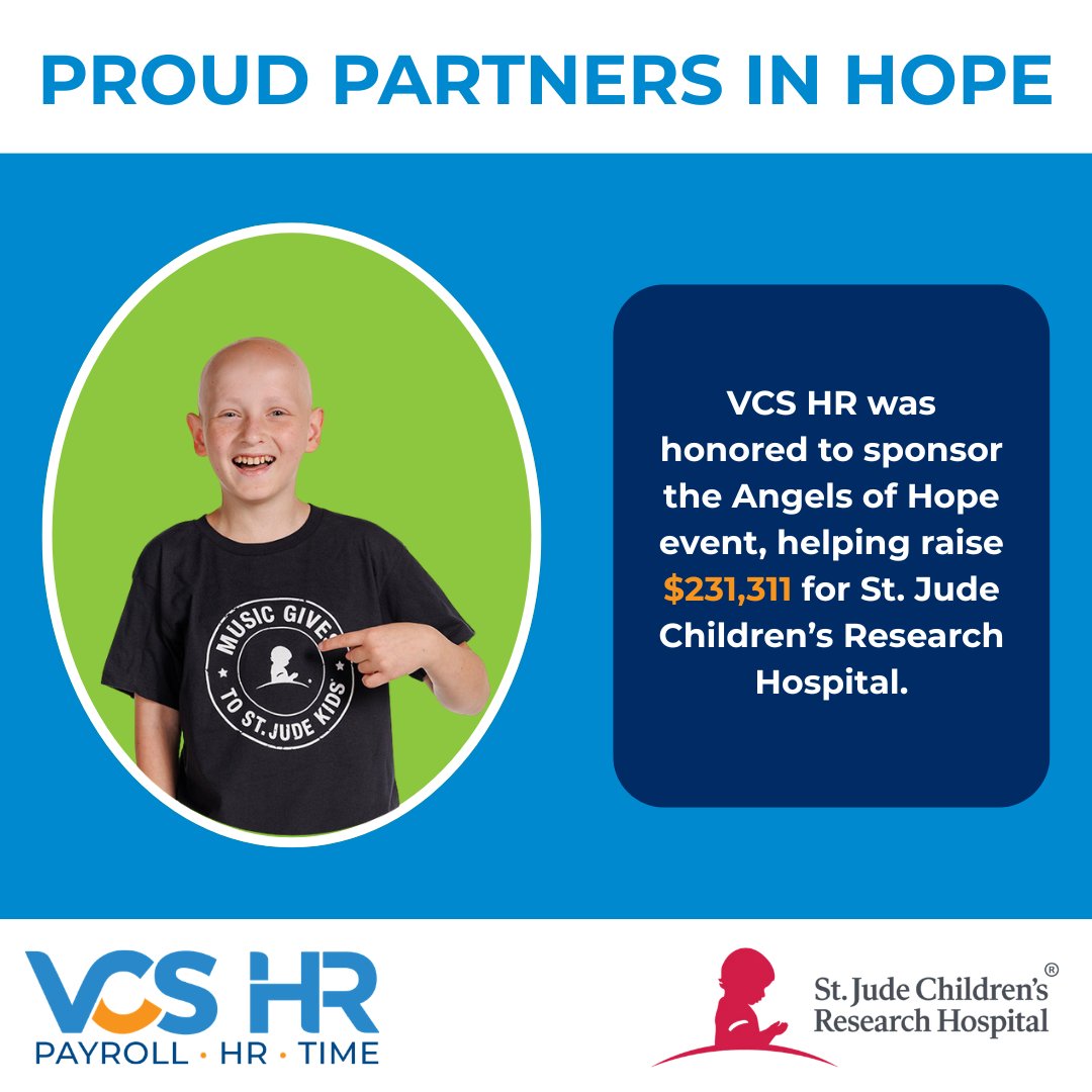 VCSSoft's tweet photo. Proud to support a cause that makes a difference! 🌟 VCS HR sponsored the Angels of Hope radiothon, raising $231,311 for St. Jude Children's Research Hospital. 

Become a Partner in Hope for just $19/month &amp; get exclusive merch! 💖 #StJude #AngelsOfHope https://t.co/SnVnBsaQkU