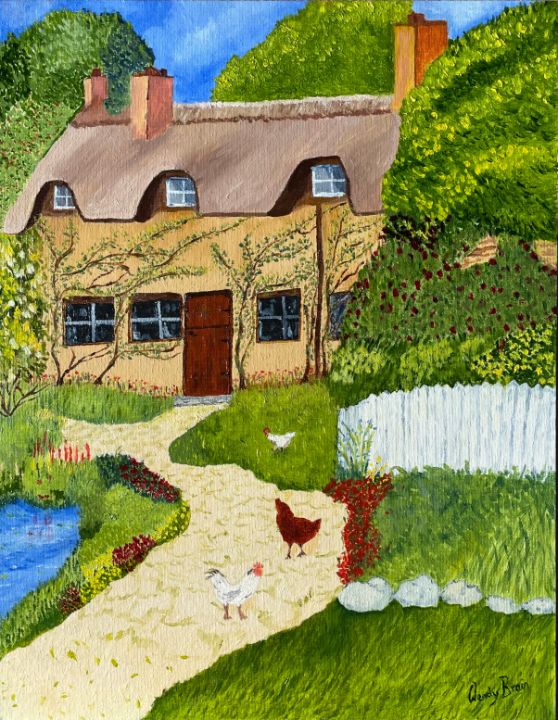 tannith8's tweet photo. Art of the Day! "Thatched Cottage". Buy at: https://t.co/XQx0yALMui https://t.co/V8tYPeVfrO