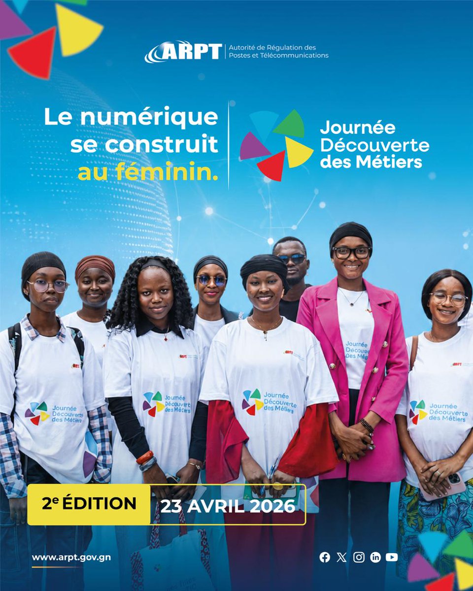 ARPT_Gn's tweet photo. +100 jeunes filles, 6 établissements, 1 journée. Retour sur la 2ᵉ édition des Journées Découverte des Métiers de l'ARPT organisée à l'occasion de la Journée internationale des jeunes filles dans les TIC. Le bilan en chiffres et en citations 👇 https://t.co/M6WXniJPtW