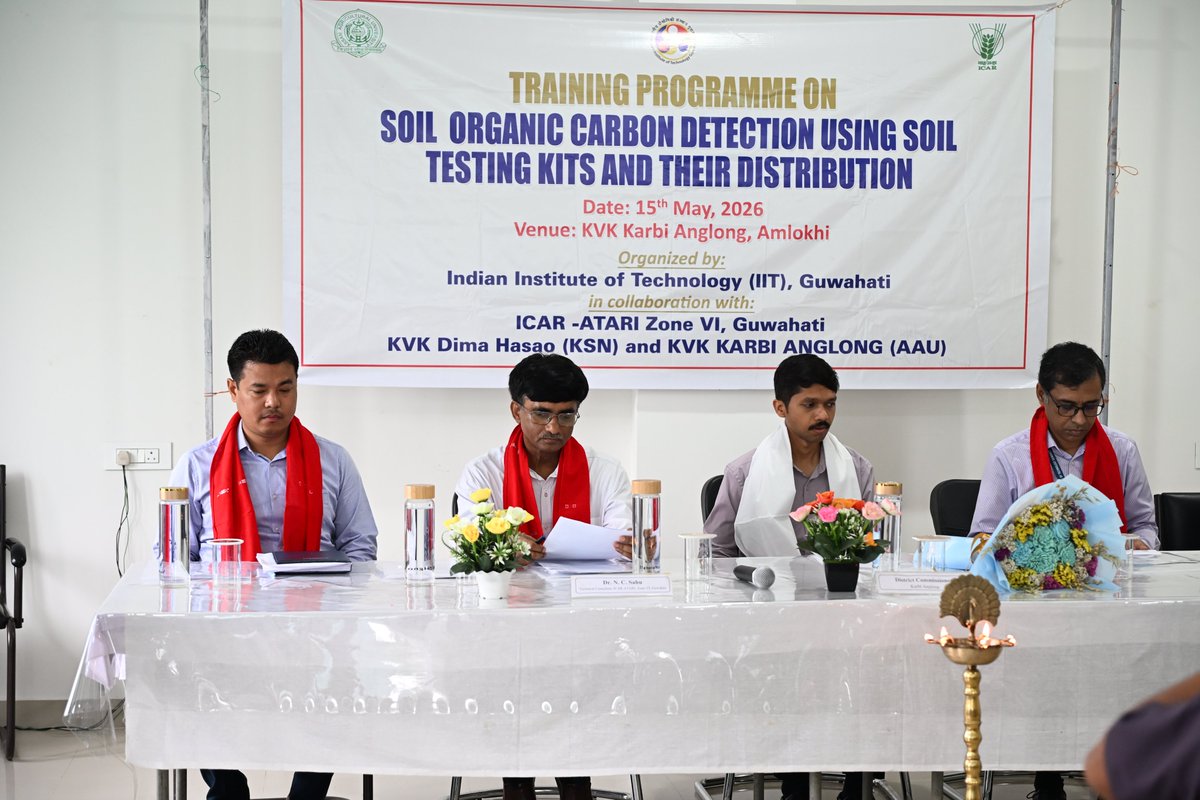 DCKarbiAnglong's tweet photo. DC Karbi Anglong, Shri Aranyak Saikia, IAS, attended a training on Soil Organic Carbon Detection programme at KVK Amlokhi, Manja. The initiative promotes organic practices, sustainable farming, and eco-friendly household agriculture through collaborative institutional efforts. https://t.co/I86wgej0lr