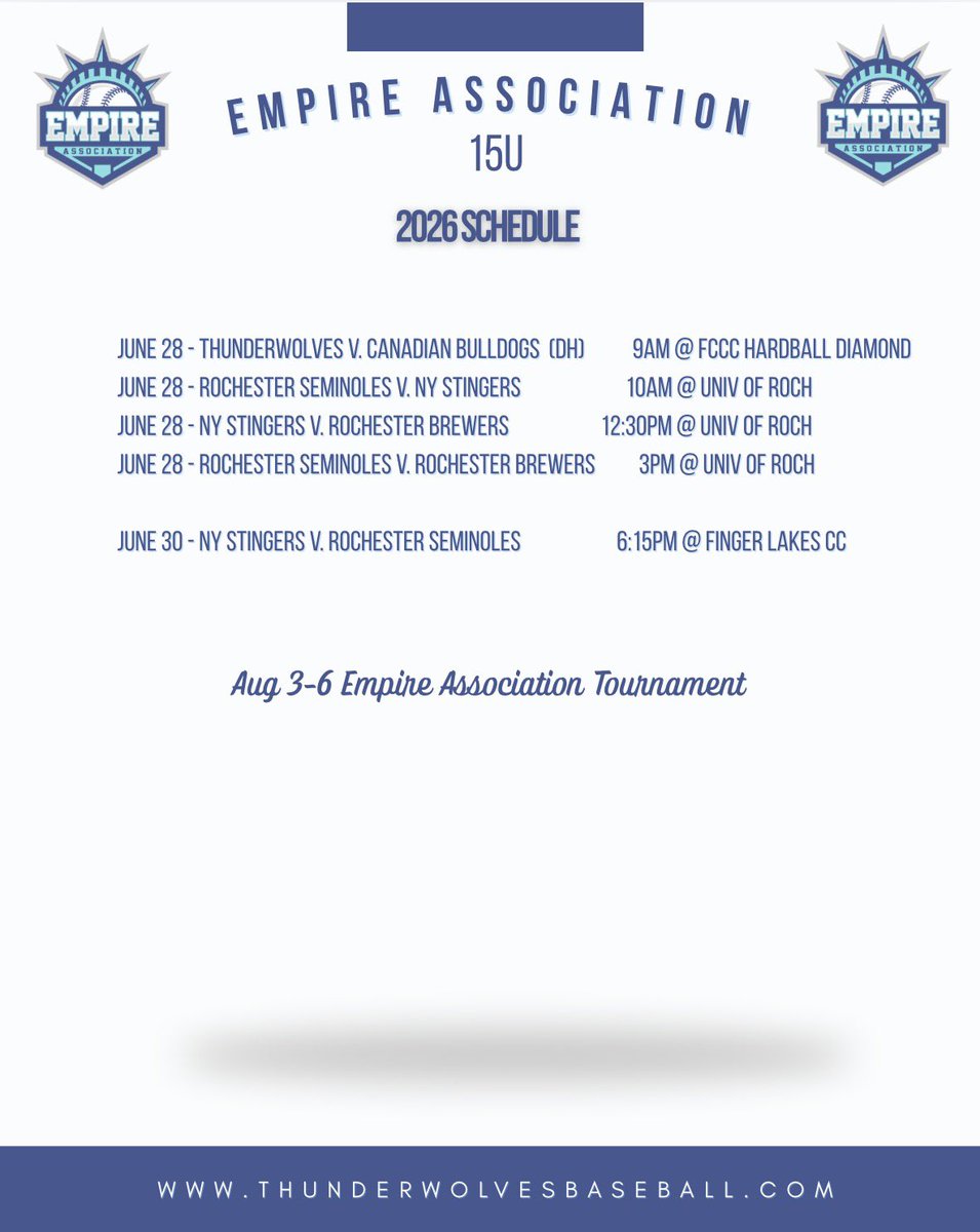 EmpireShowAssoc's tweet photo. 15u Schedule Release; https://t.co/GKtWGbXDos