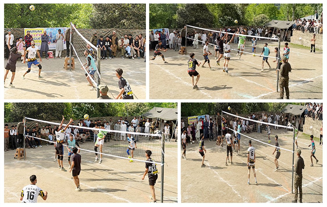 HukusBukus_786's tweet photo. #IndianArmy concluded #Karnah Volleyball League Season II, bringing youth together along the #LoC. Team #Karnah Volleyball Club won the thrilling finale, promoting unity and youth empowerment through #sports.
#Kashmir
#UnityThroughSports
#YouthEmpowerment
#SportsForAll https://t.co/U4Nf5nTFk8