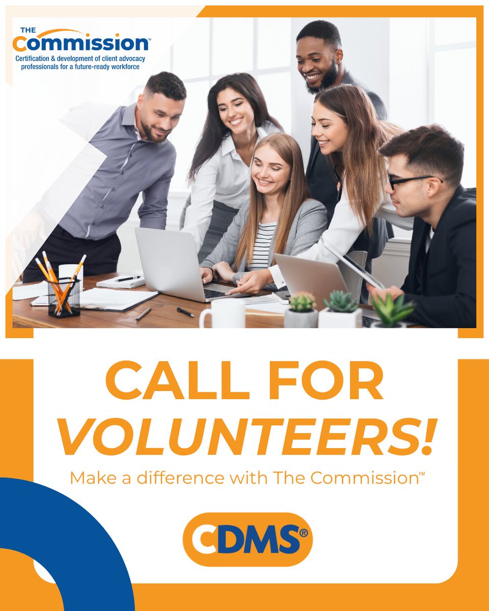 your_commission's tweet photo. As a Certified Disability Management Specialist®, you have access to many volunteer opportunities through The Commission™! Shape the future with other client advocacy professionals: lead, learn and give back. Submit your CDMS volunteer application today. 
https://t.co/Xs2NOxhrz7 https://t.co/ZCPHLCOGLk