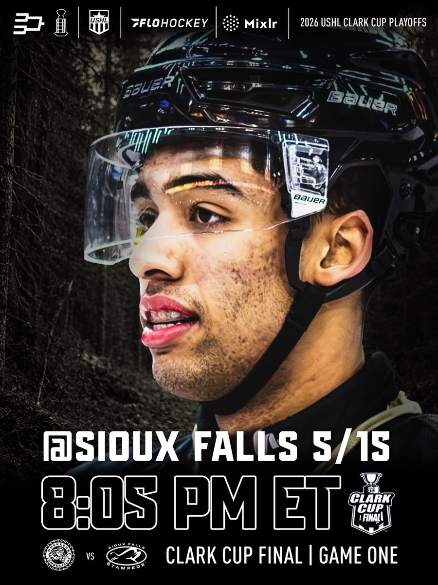 MuskegonJacks's tweet photo. Well, look where we are now 👀

🆚 @sfstampede
📍Denny Sanford Premier Center 
🏒 8:05 PM ET
📺 @FloHockey
📻 @mixlr 

#MKGHST #GetJACKD #ClarkCup #USHL https://t.co/kYx4jNaU6f