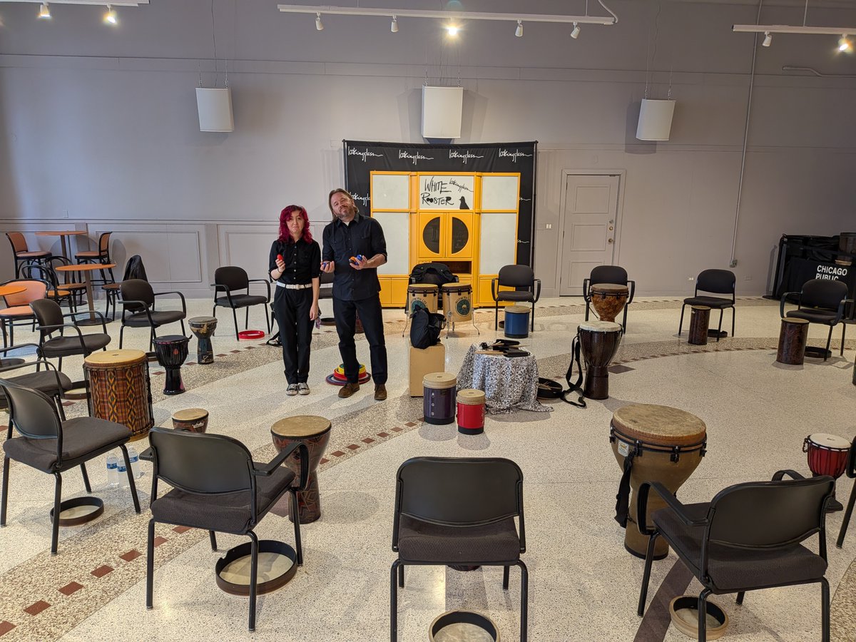 RichCruzChicago's tweet photo. Earlier this week, Harmonious Workplaces facilitated a #drumcircle at the historic Lookingglass Theatre Company for a group of #business leaders exploring team dynamics, learning, and #leadership through rhythm.
Here are some photos of my amazing team, E and Tony! https://t.co/8y01B9C0Ph