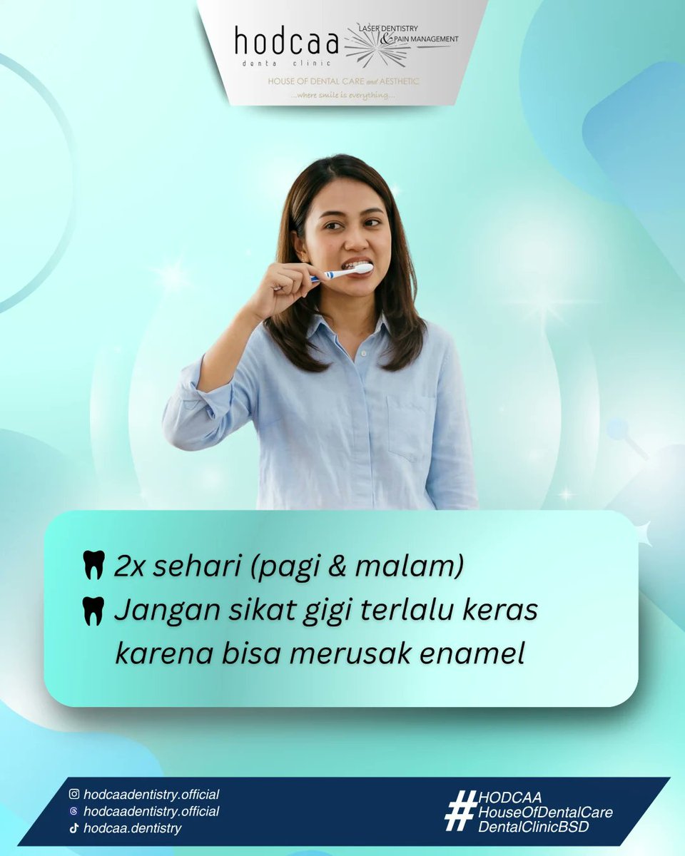 Hello__Dental's tweet photo. Jangan lupa untuk merawat gigi dengan cara yang benar! Pastikan menyikat gigi dengan lembut, karena menyikat terlalu keras dapat merusak enamel gigi kamu. 🌟

#HodcaaDentalClinic #DentalClinicBSD #HodcaaBSD #PremiumDentalClinic #aestheticdental https://t.co/Mwe4fog1CM