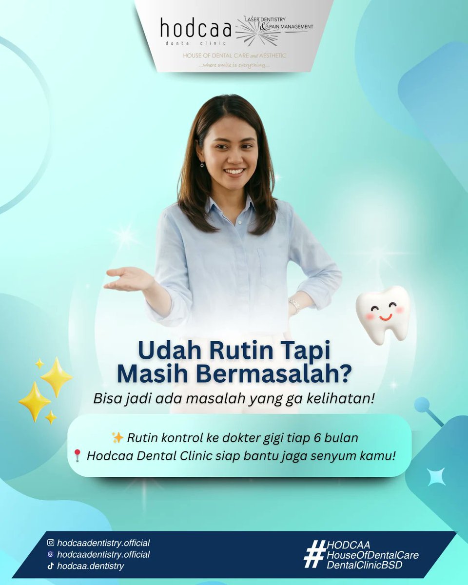 Hello__Dental's tweet photo. Jangan lupa untuk merawat gigi dengan cara yang benar! Pastikan menyikat gigi dengan lembut, karena menyikat terlalu keras dapat merusak enamel gigi kamu. 🌟

#HodcaaDentalClinic #DentalClinicBSD #HodcaaBSD #PremiumDentalClinic #aestheticdental https://t.co/Mwe4fog1CM