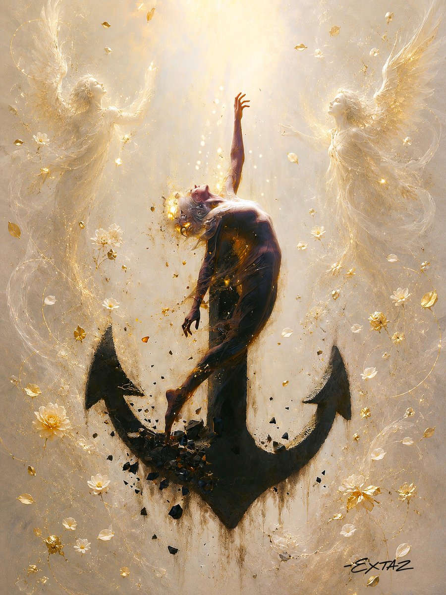 extazdesigns's tweet photo. My 2nd entry for "WEIGHTLESS" at @WebbieSocialApp

"Dissolving Anchor"⚓
- A meditation on release and surrender, where emotional weight dissolves and fractured burdens fall away, revealing the fragile beauty of becoming untethered through finally letting go.

#nft #nftart #art https://t.co/aPHP3q4dof