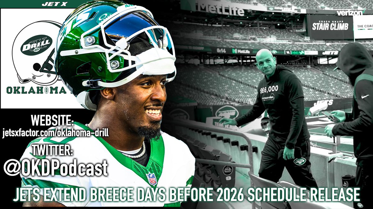 andrewgolden_17's tweet photo. New @OKDPodcast!

@ZazzyJets and I give our early thoughts on the #Jets 2026 schedule, then break down Breece Hall’s new extension.

Listen here 🔽

🍎 https://t.co/5wXDVZaK4d
✅ https://t.co/vK53TUx6jg https://t.co/nK43AxfQrV