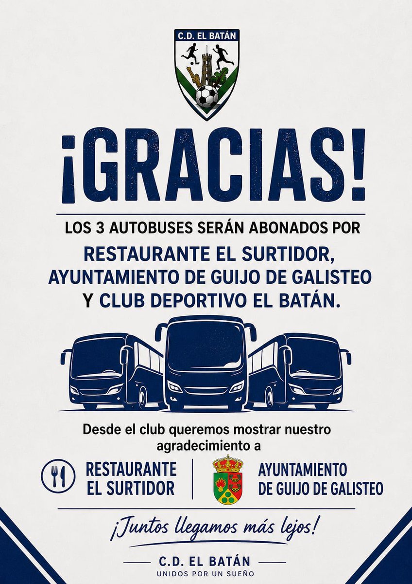 CDElBatan's tweet photo. Gracias por hacerlo posible. 🚍💙

Juntos seguimos creciendo y llegando más lejos. #CDElBatán https://t.co/qab5J7aFAJ