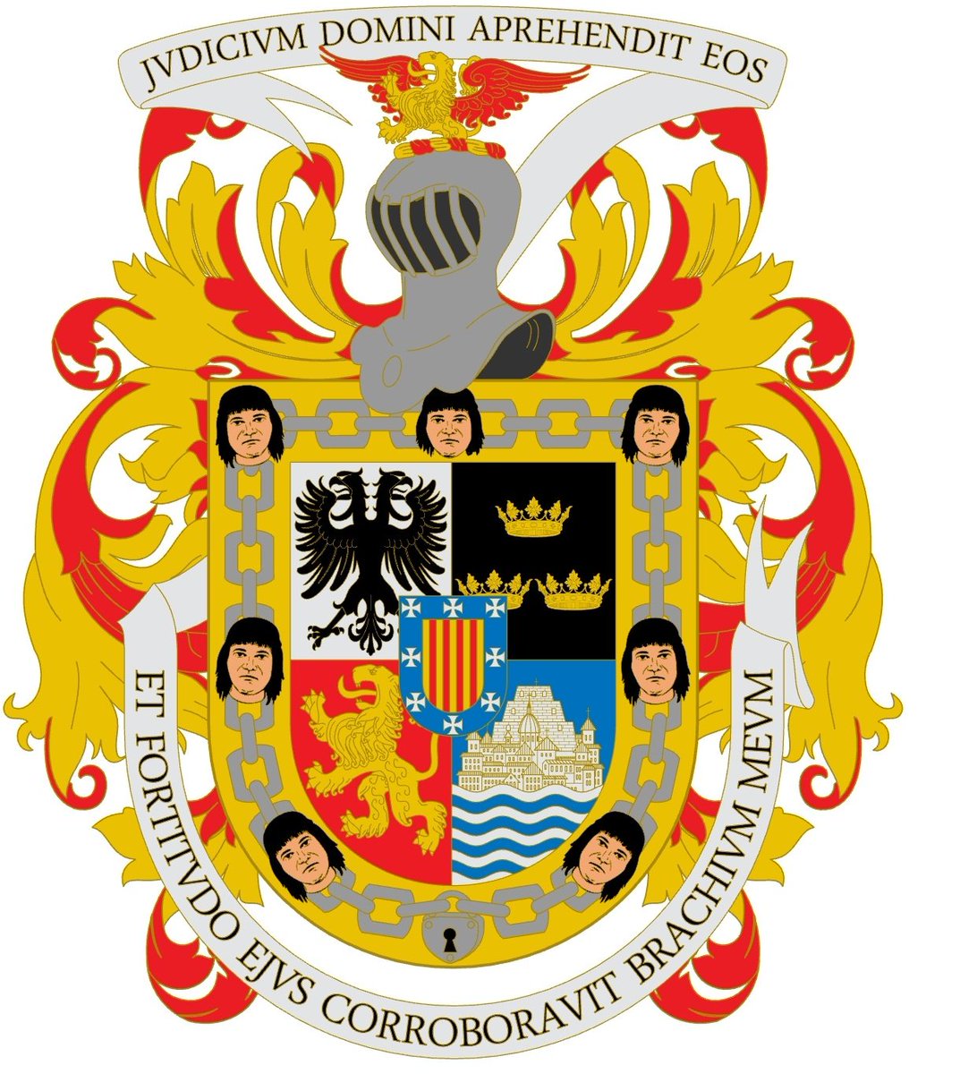Tezcatlipunk's tweet photo. @xavierpadilla @IdiazAyuso Alguien que explique el escudo de armas de Cortés, de quienes son las cabezas que aparecen encadenadas? https://t.co/MTrkUEHGS2