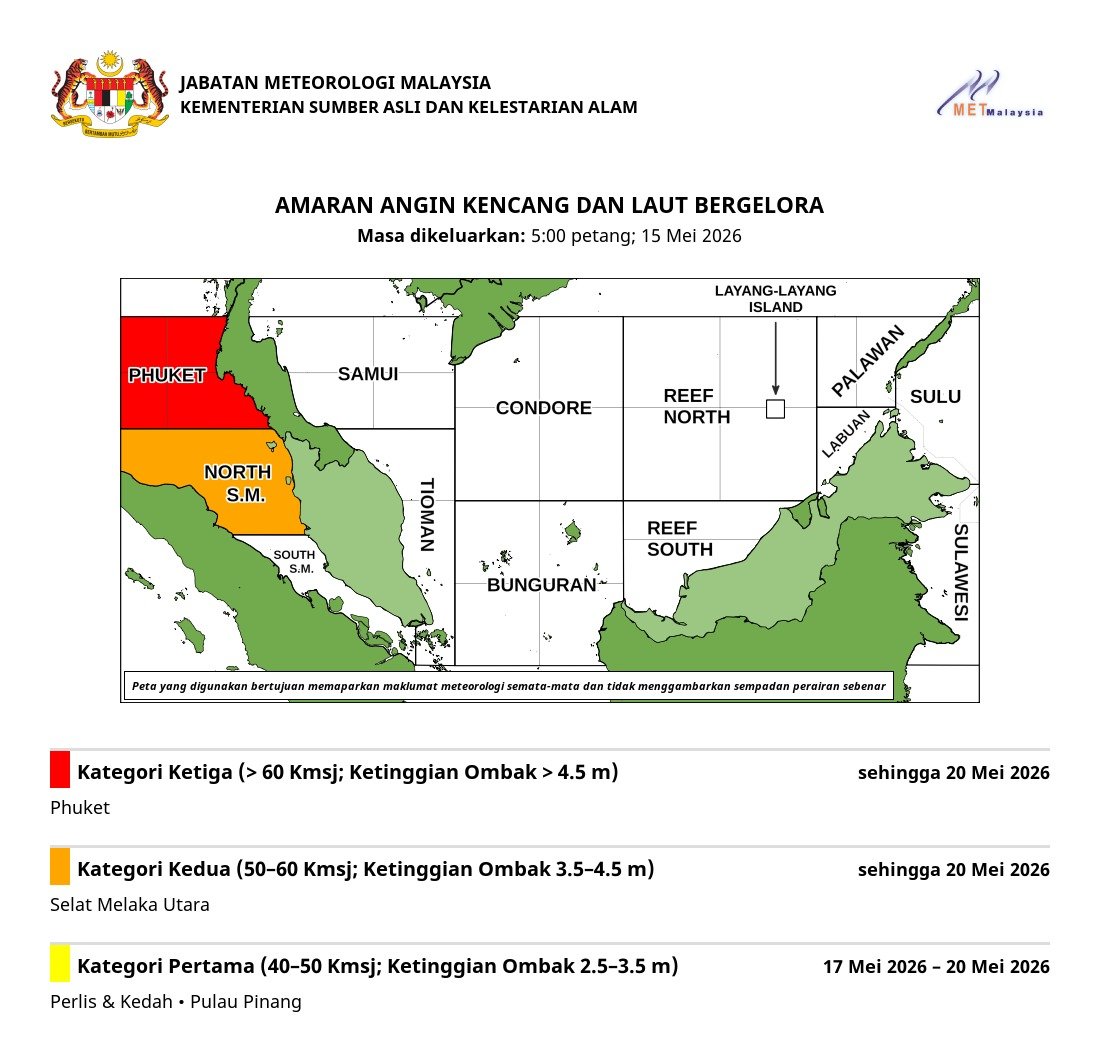 IzzraifHarz's tweet photo. Starting today, 15th May 2026, the southwest monsoon is expected to strengthen, affecting northern Peninsular Malaysia with the potential for squall lines that may bring wetter weather and strong winds.

This also marks the start of the rainy season in Thailand. ⛈️⛈️ take care! https://t.co/TdFMIogbbi