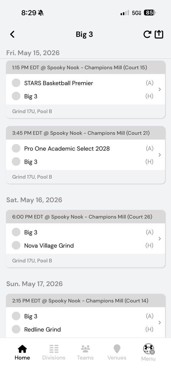 c_schwarz5's tweet photo. Coaches here is our schedule for this weekend in Ohio at Spooky Nook
@BIG3UA @CoachKeizer https://t.co/g7GgYq3Cgx