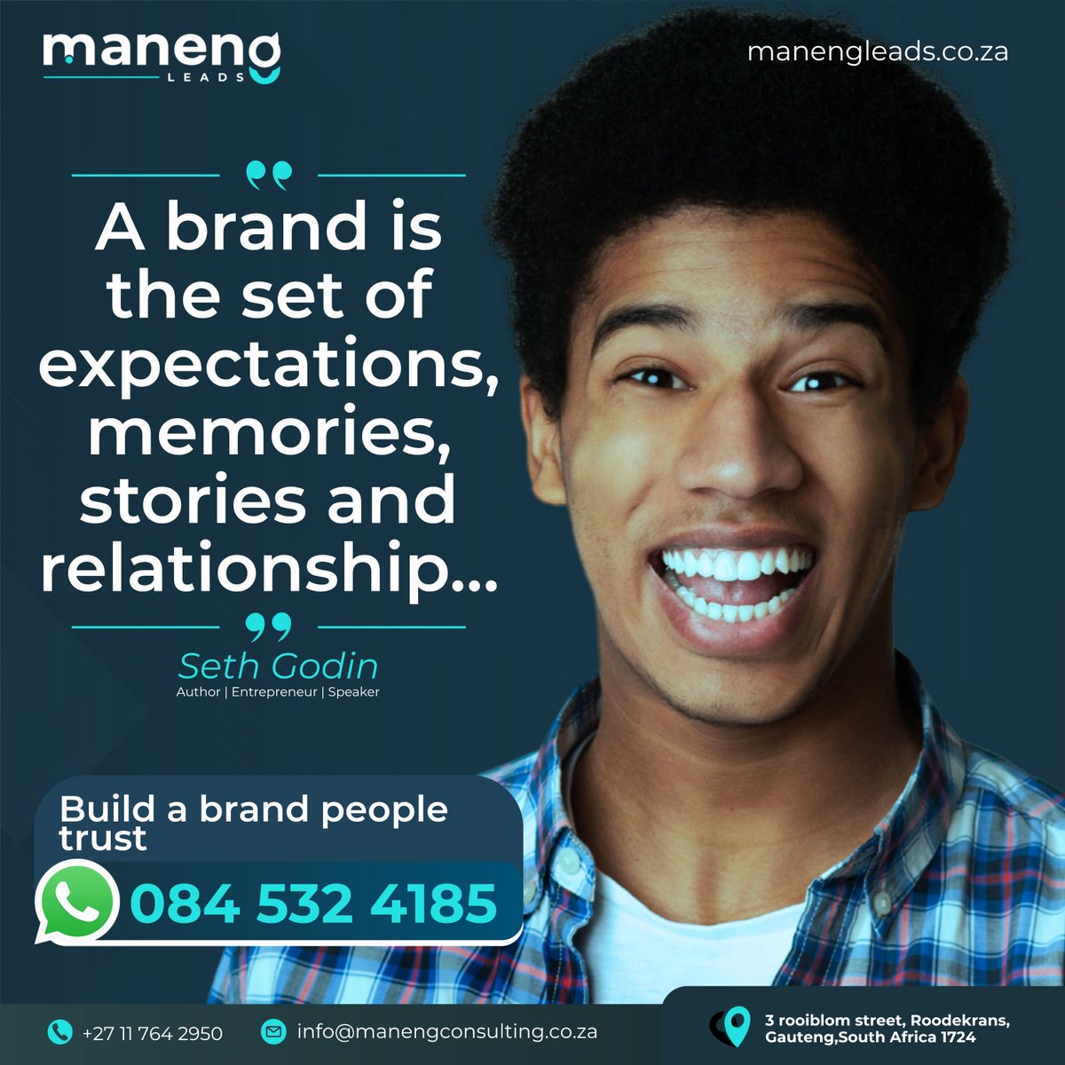 ManengLeads's tweet photo. Call: +27 11 764 2950
WhatsApp: +27 84 532 4185
Email: info@manengleads.co.za
Visit our website:https://t.co/Y5fyrJ3OkL
#manengleads #maneng #startup #business #graphic #design #money #BrandGrowth #ProfessionalExcellence #SMMA #BusinessMarketing #MarketingServices #DigitalSuccess https://t.co/TFJAgZ7HPJ