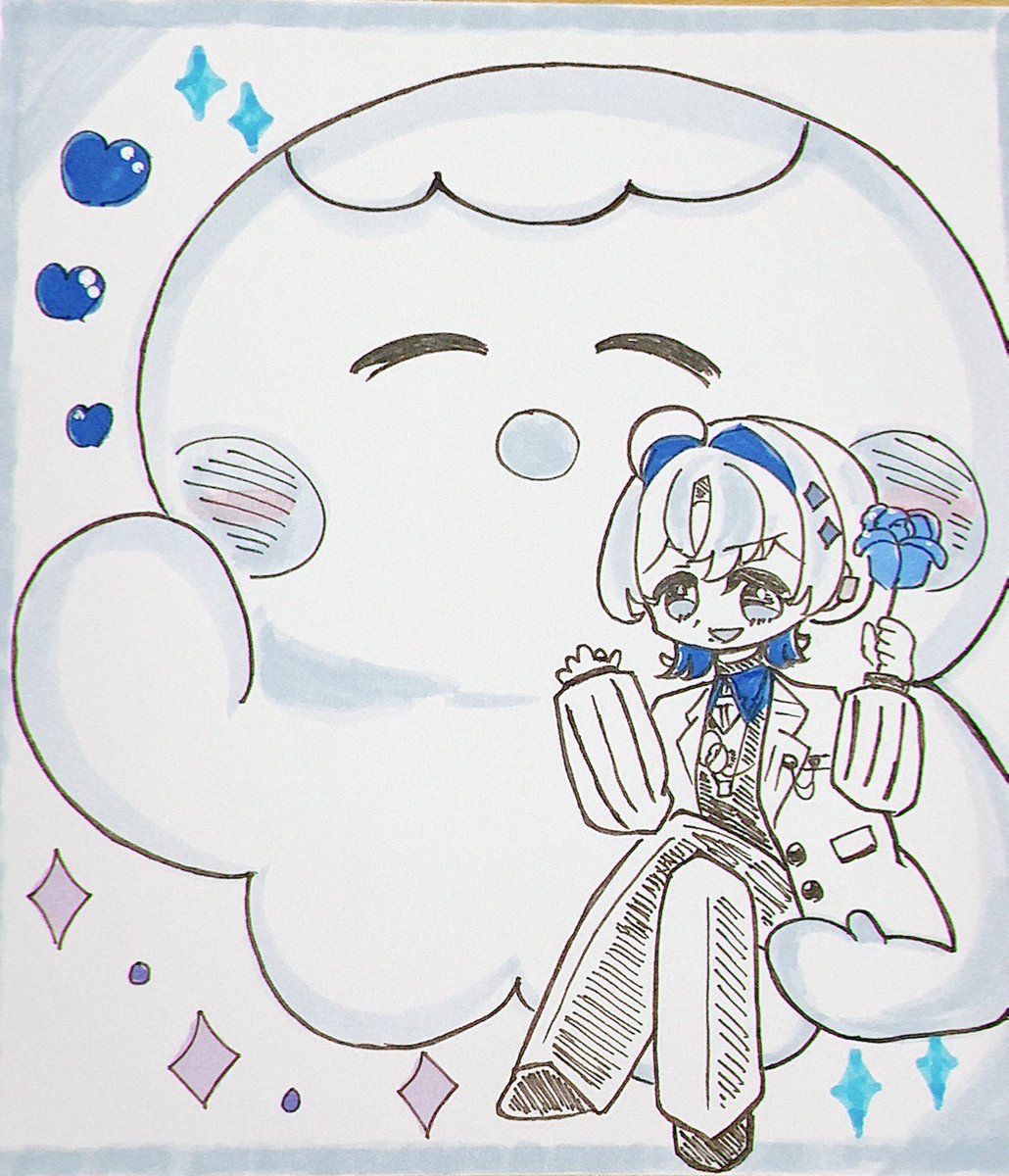 青くんとみずちま先生の色紙を描きました😌✨ぜひ見にきてください