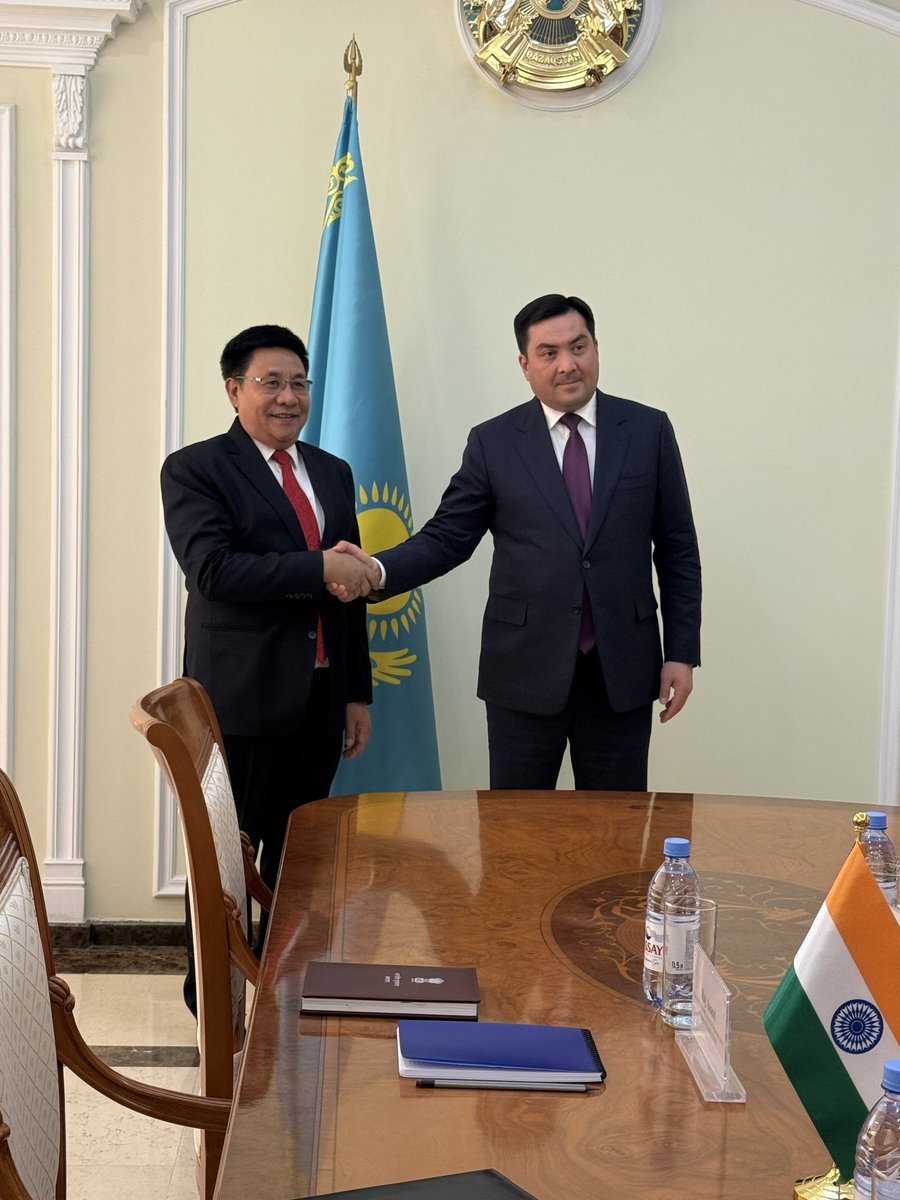 Angkailongdi's tweet photo. Had an excellent meeting with Kazakh Energy Minister HE Yerlan Akkenzhenov & discussed future of India-Kazakhstan energy ties. Explored pathways for long-term cooperation, specifically targeting the Oil & Gas & Renewable Energy frameworks.
Minister Akkenzhenov emphatically welcomed India’s participation, inviting Indian enterprises to become joint stakeholders in Kazakhstan's expanding energy landscape. This partnership will pave the way for enhanced energy security and sustainable innovation. #EnergySecurity #SustainableEnergy #StrategicPartnership