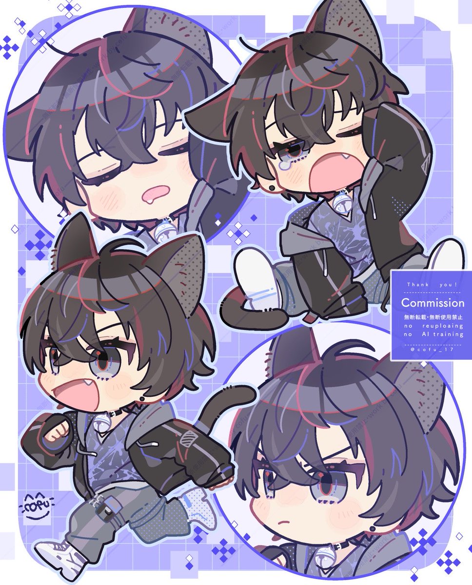 cofu_17's tweet photo. 【commission】
猫ノ尾らびさん(#Labi_8923 )のご活動用のミニキャライラストを描かせていただきました!
ご依頼ありがとうございました🐈⬛💜
#つなぐ https://t.co/MBt6S7OoDS