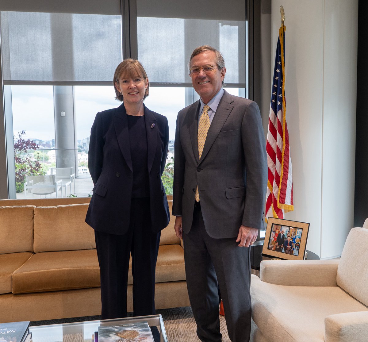 USAmbUK's tweet photo. Good conversation with Director General Caro Howell of Imperial War Museums on their upcoming plans to commemorate D-Day, 9/11, and 250 years of American Independence. The @I_W_M are incredible places that give visitors a greater understanding of the history, causes, and consequences of conflict, and also tell the story of the shared sacrifice the people of the U.S. and UK have made throughout history to secure our freedom.