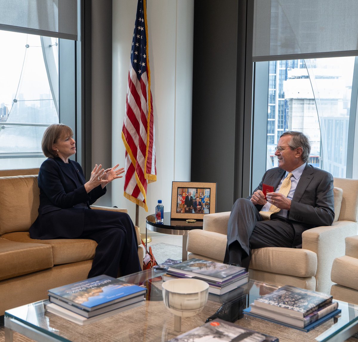 USAmbUK's tweet photo. Good conversation with Director General Caro Howell of Imperial War Museums on their upcoming plans to commemorate D-Day, 9/11, and 250 years of American Independence. The @I_W_M are incredible places that give visitors a greater understanding of the history, causes, and consequences of conflict, and also tell the story of the shared sacrifice the people of the U.S. and UK have made throughout history to secure our freedom.