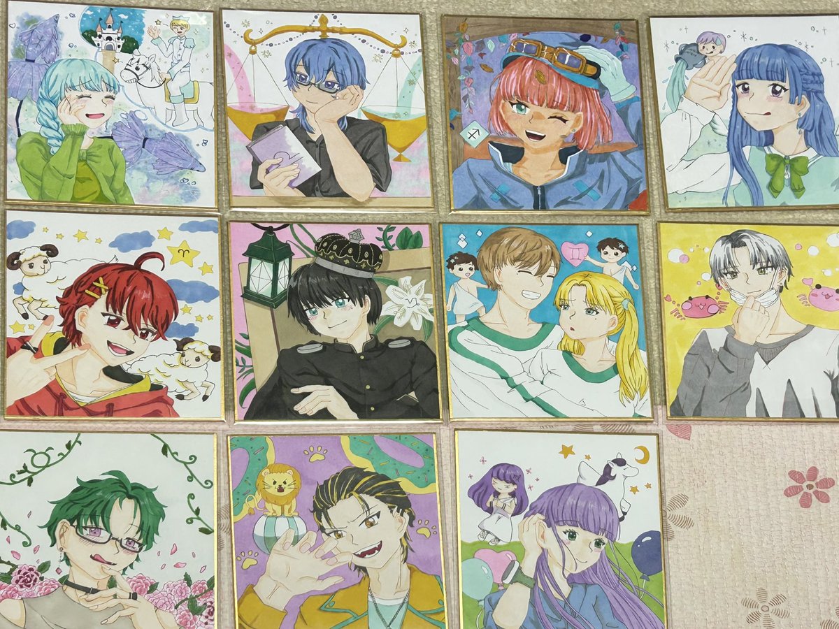 souma_nin's tweet photo. 1つ足りないのは…すみません(￣▽￣;)

#博多マルシェ  #博多マルシェ2026
 #イラスト #色紙 #12星座 #恋うさぎ https://t.co/C2HfrZc6OT