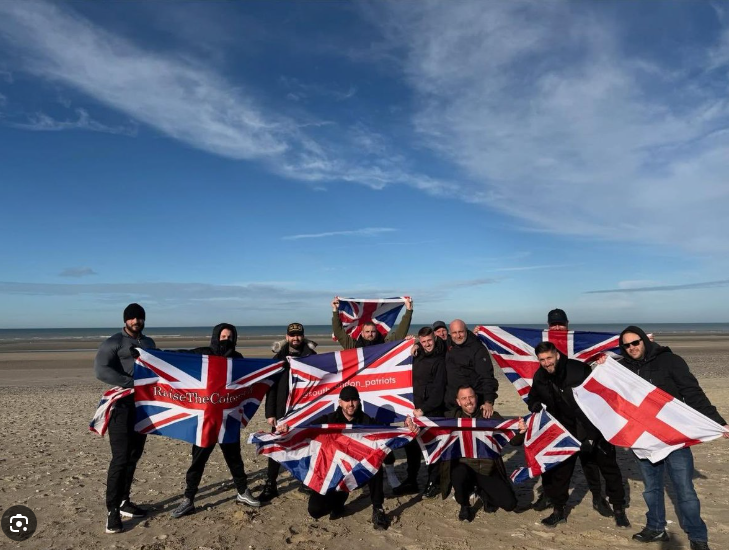 Euro_toff's tweet photo. On the left Dopey Danny with his former boy friend Ryan Bridge claiming 20 thousand British men will be landing on the beaches of Northern France last January 
On the right is how many turned up for Dopey Danny's recreation of D-day
He blocked me for reminding him that he can't count🤡
