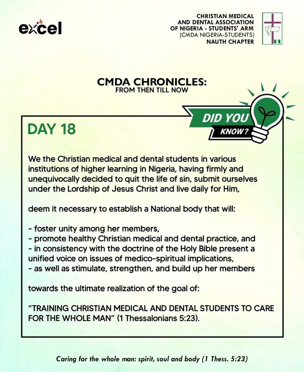 cmda_nauth's tweet photo. We are a people bound by vision, faith and a shared calling.
This series is concluded with the Natal Declaration; the heartbeat of our association. We aren't just a gathering; we are people dedicated to Caring for the Whole Man (1 Thess 5: 23)
#CMDA #CMDAChronicles #WholeManCare https://t.co/tyP0nCrc04