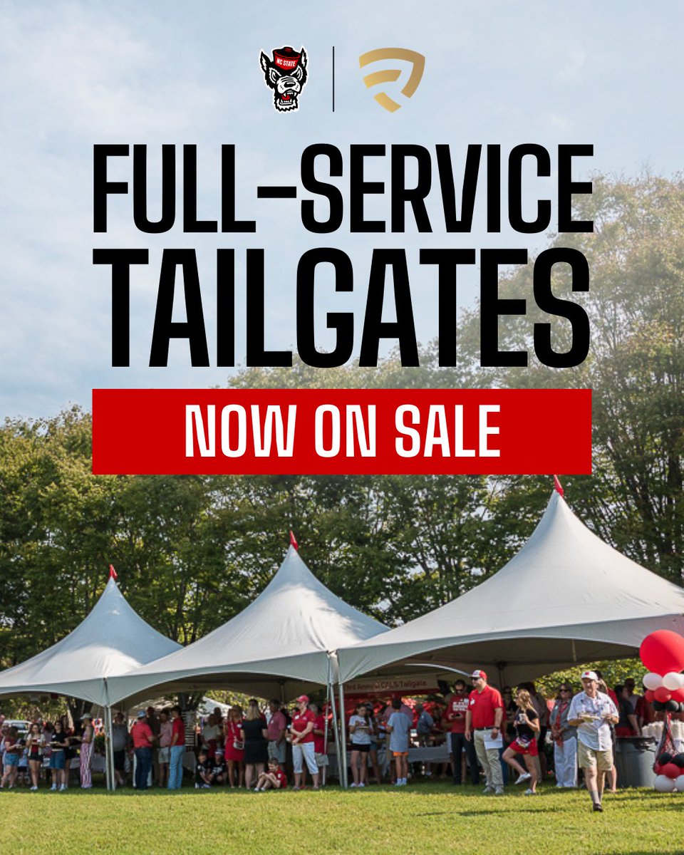 PackAthletics's tweet photo. Tailgates are ON SALE NOW!
Don't miss out on the chance to upgrade your game day with a full-service tailgate with REVELxp!
Β
Contact REVELxp at (919) 694-1002 or ncstate@revelxp.com for more info.
π https://t.co/pJMHJDFORO
Β
Β #Tailgating #REVELxp https://t.co/utD070RbFN