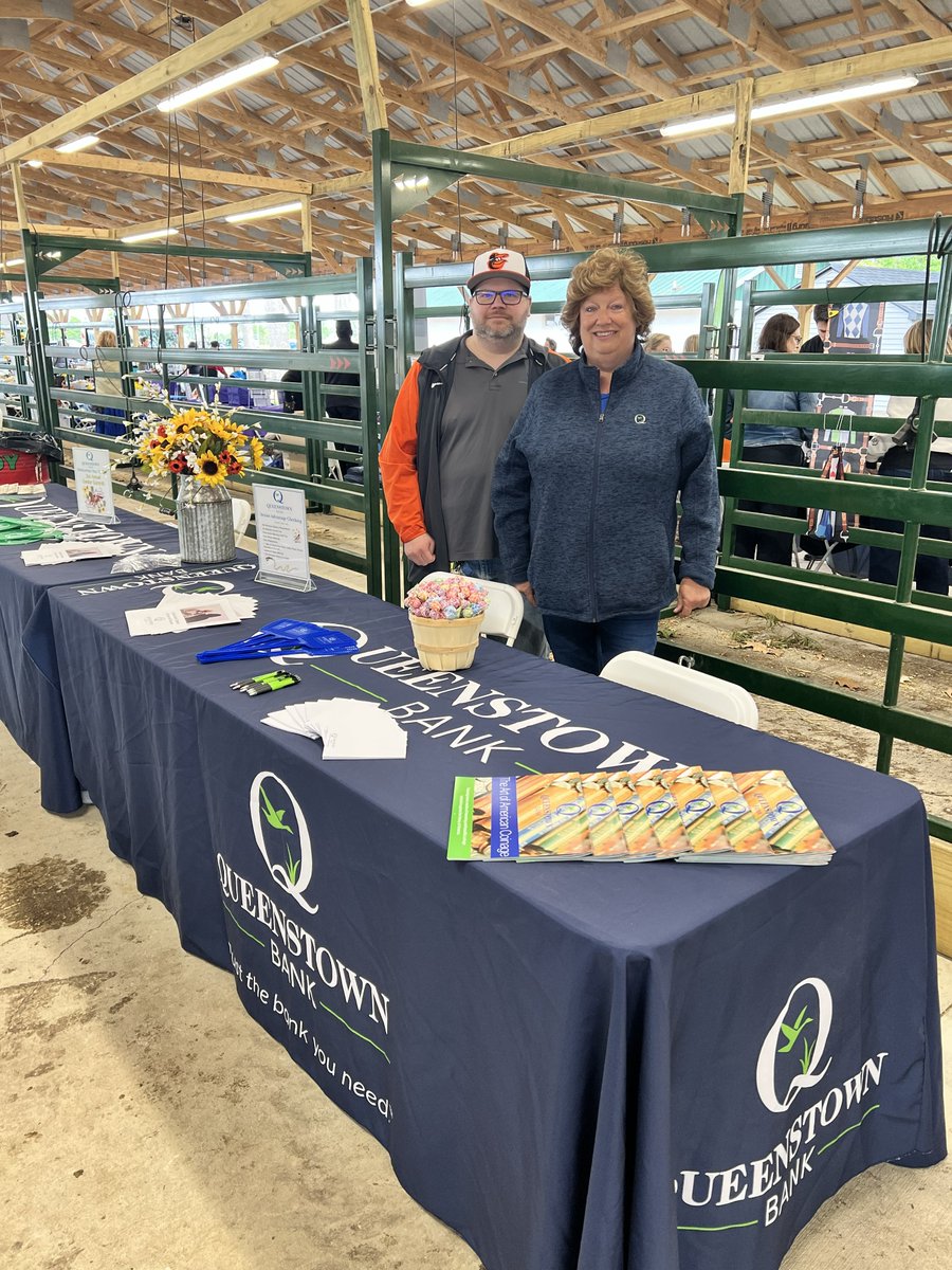 QueenstownBank's tweet photo. We're at the QAC Senior Summit today at QAC 4-H Park until 2p today.  Stop by &amp; meet our team, get some great giveaways &amp; information on ways to identify fraud and scams!  Pictured are Centreville Branch Manager, Charlie Wooters and Grasonville Branch Manager, Patricia Murchake. https://t.co/u7RcIYcuhq