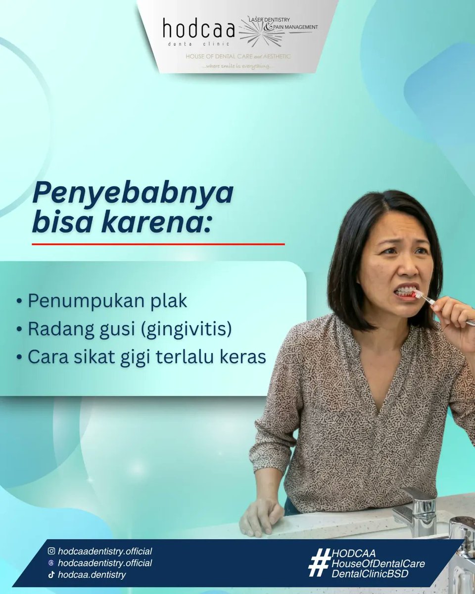 Hello__Dental's tweet photo. Gusi berdarah bukan hal sepele! 🛑

Bisa jadi itu tanda peradangan yang butuh penanganan tepat. Mulai dari sikat gigi yang benar sampai rutin scaling di Hodcaa, yuk cegah sebelum makin parah!

#HodcaaDentalClinic #DentalClinicBSD #HodcaaBSD #PremiumDentalClinic #aestheticdental https://t.co/pZgyT5Dt06