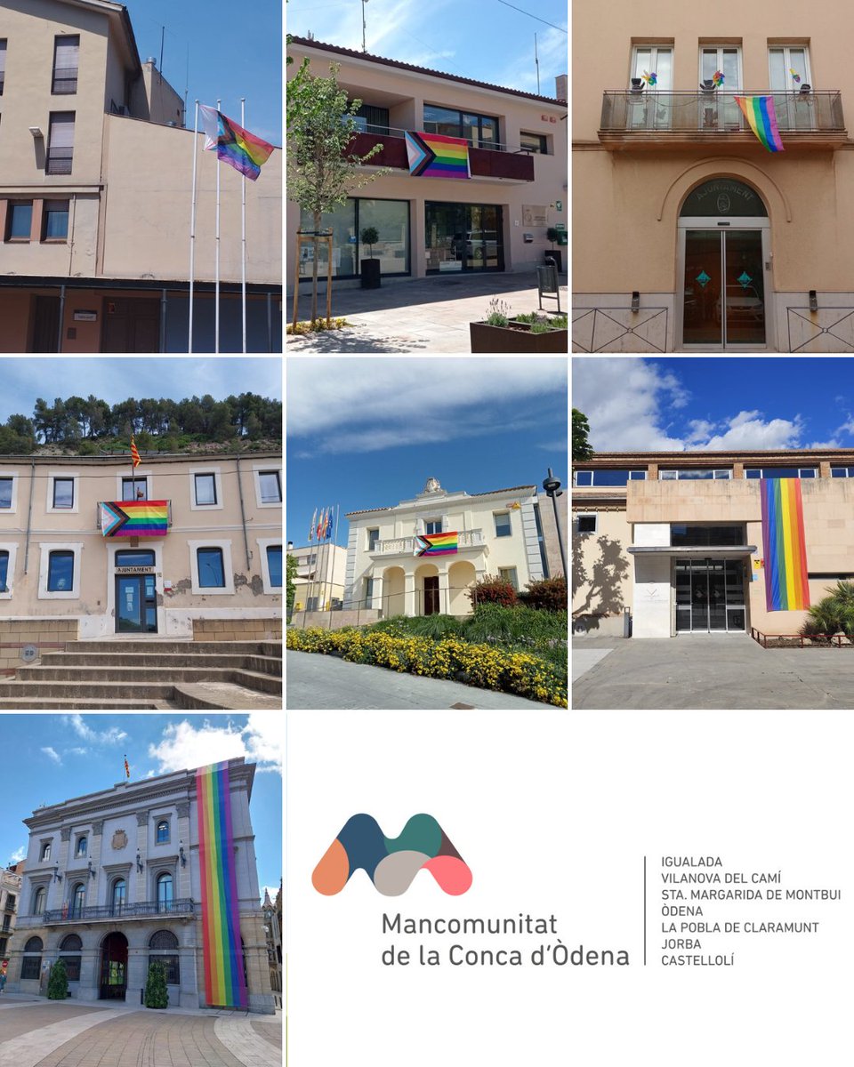 micod_cat's tweet photo. Avui #17M commemorem el Dia Internacional contra la LGTBIfòbia

🏳️‍🌈 Durant tota la setmana, els ajuntaments de la Mancomunitat de la Conca d’Òdena han penjat la bandera a les seves façanes

🤝🏽 Per una societat lliure d'agressions LGTBIfòbiques!
#17M #ConcaÒdena https://t.co/rE0f8Exxex