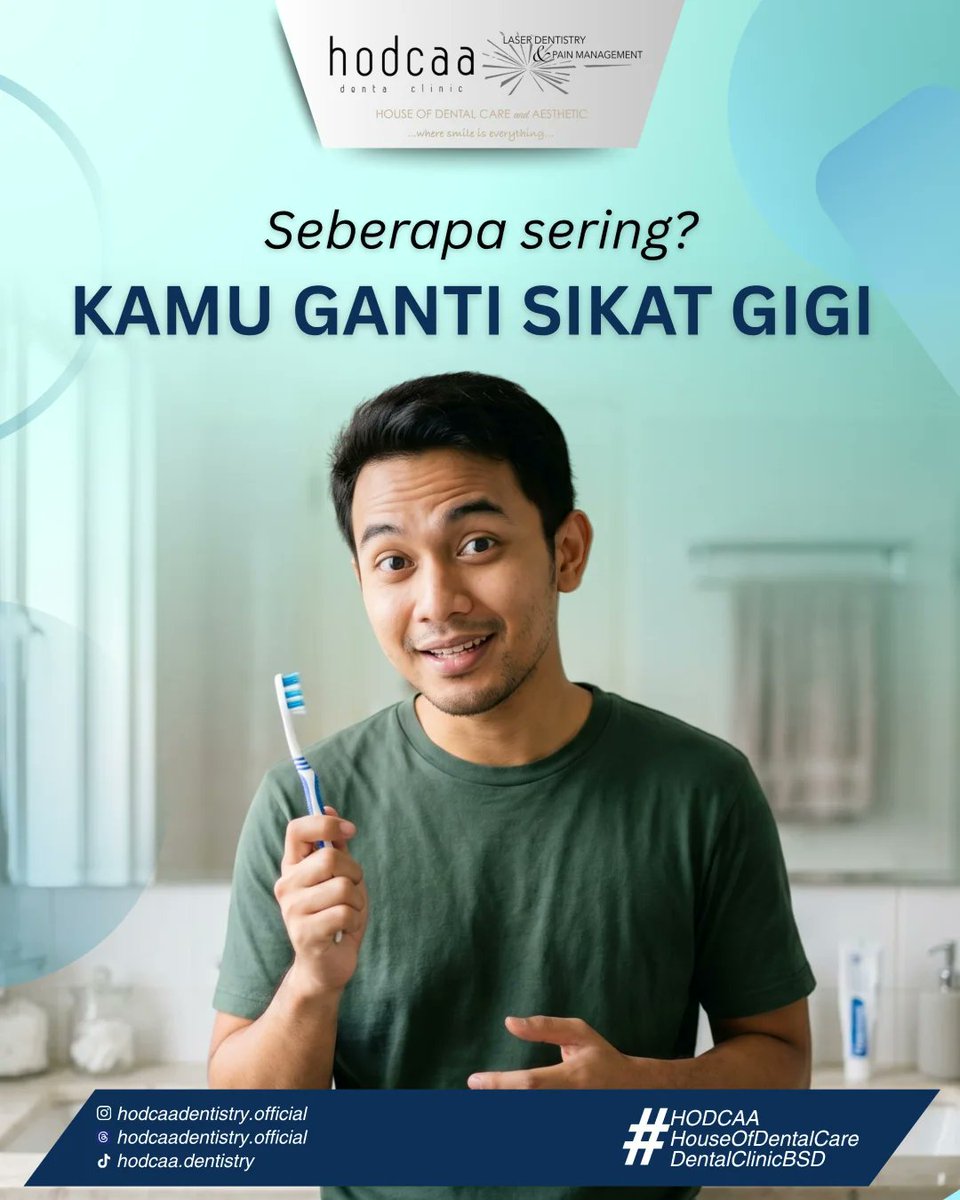 Hello__Dental's tweet photo. Ingin gigi tetap sehat? Pastikan kamu mengganti sikat gigi setiap 3 bulan sekali! 🪥 Gigi yang bersih bukan hanya tentang teknik menyikat, tapi juga tentang menjaga kebersihan sikat gigi itu sendiri!

#HodcaaDentalClinic #DentalClinicBSD #HodcaaBSD #PremiumDentalClinic https://t.co/XXVGsno6qz