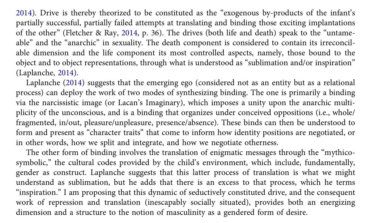 SamBaudinette's tweet photo. A very helpful summary of the relationship and difference between Lacan and Laplanche by Thomas Burkhalter which explains how to conceive of the unconscious as “a structured, like-a-language” rather than as “structured like a language.” https://t.co/3KKM1yuyOS