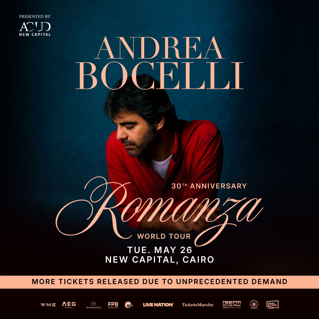 AndreaBocelli's tweet photo. Due to unprecedented demand, Andrea Bocelli Live in Cairo on May 26 has moved to a larger venue space at City of Arts and Culture, New Capital, Cairo.

More tickets are now available for an exclusive night with one of the world’s most celebrated voices:
https://t.co/xKfMdNKkhB https://t.co/hGmrJdrQnq