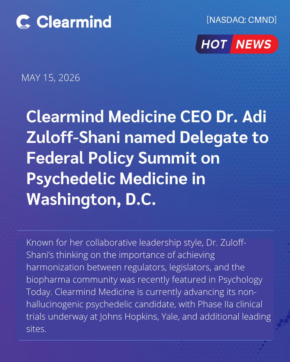 Clearmind Medicine CEO Dr. Adi Zuloff-Shani named Delegate to