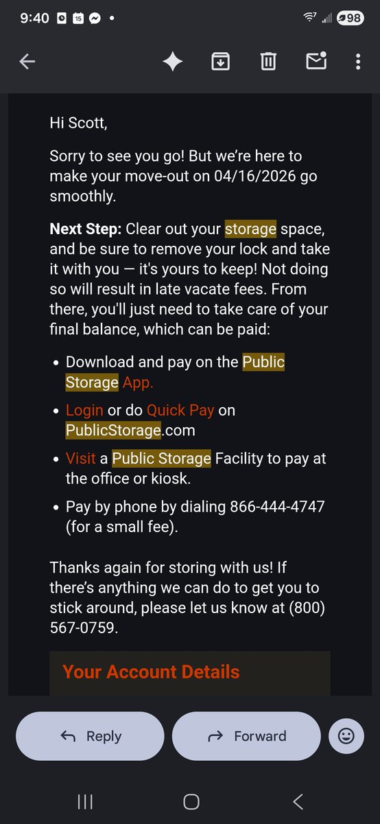 ScottSmith18514's tweet photo. Hey @PublicStorage , why did you bill me after my move out date for May too? And not accept the key and tell me that "my debt is going to collections" when I attempted my best to follow your instructions from the support on the phone

You raised my storage fee from over double https://t.co/l8E7QAUUtb