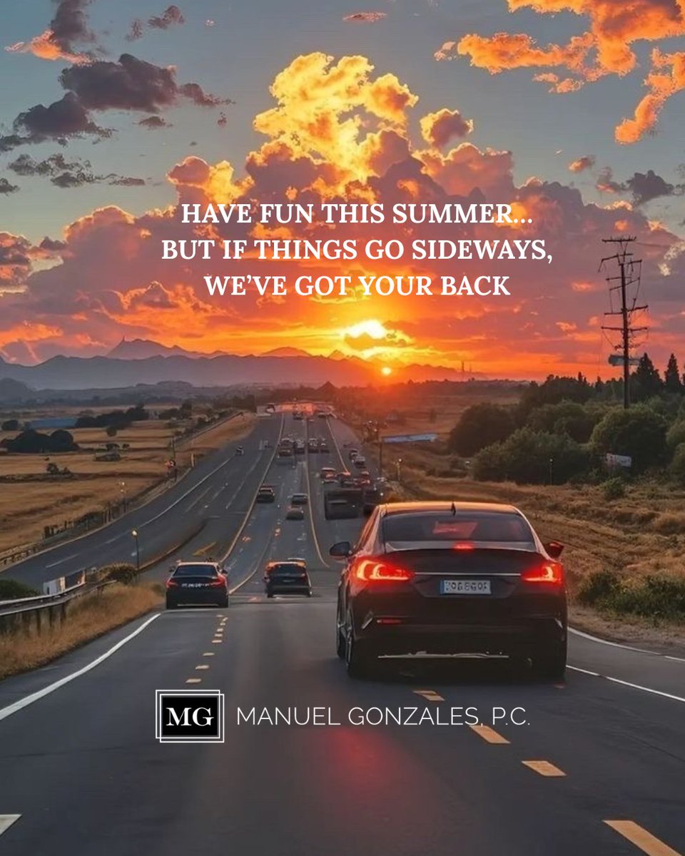 MGPCAttorneys's tweet photo. Summer travel is picking up, so stay safe and watch out for one another on the roads. If you’re injured in an accident, Manuel Gonzales, PC is here to help — call or text 713-205-2242.

Wishing everyone a safe and enjoyable summer! https://t.co/BKTagrqz4l